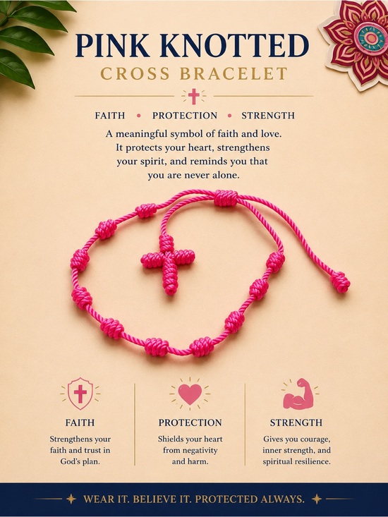 Jewelry - Pink Knotted Cross Bracelet